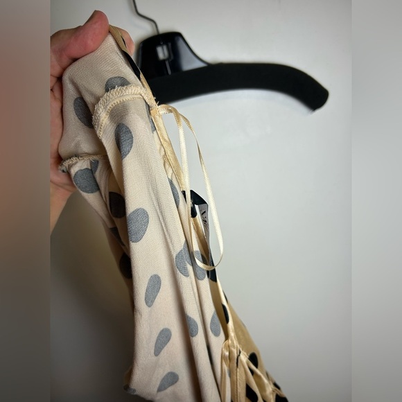 Zara Blogger Fave Gold Polka Dot satin Wrap Midi Dress  Small S Fall Minimalist - Picture 3 of 14